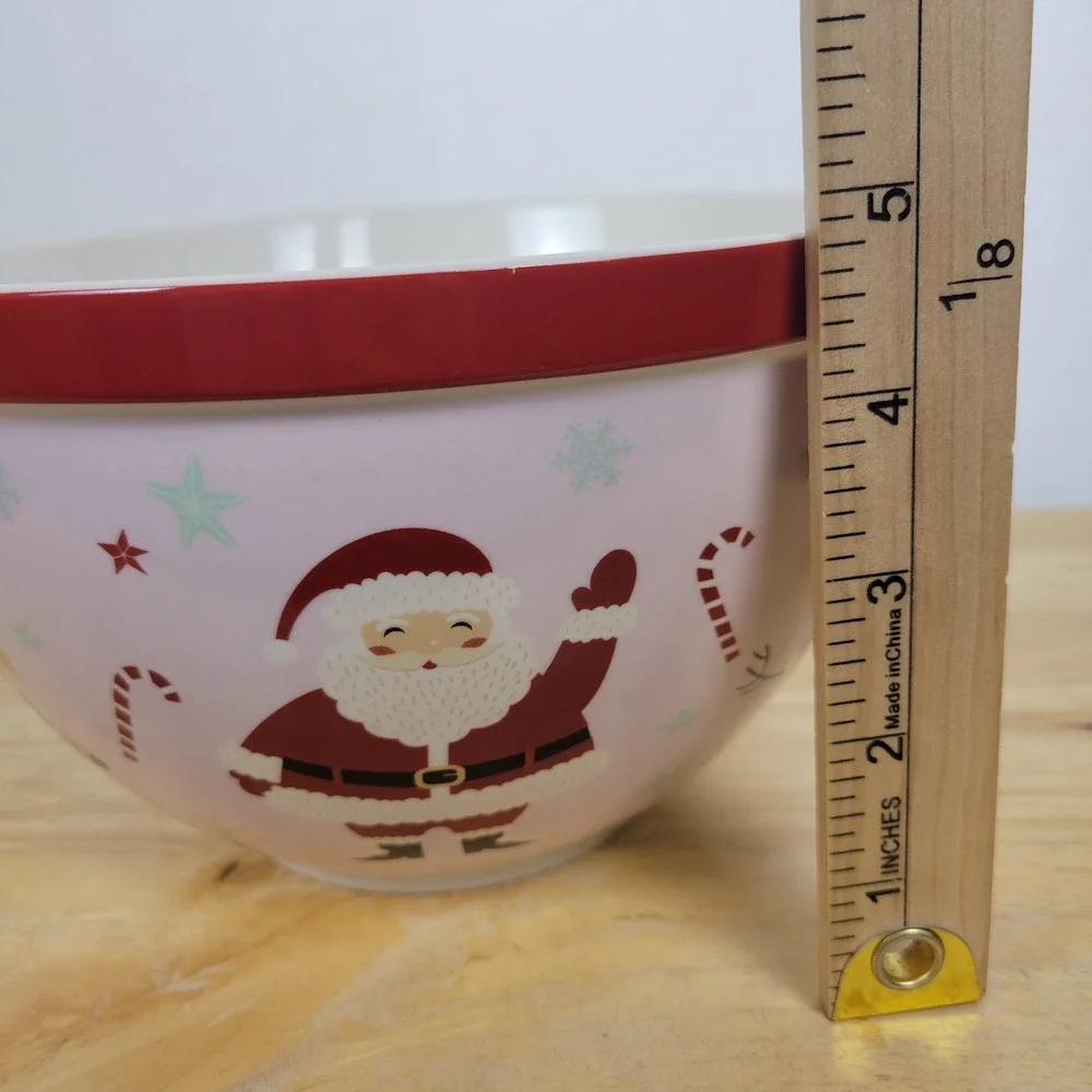 The Bake Shop Santa Claus Stoneware Mixing Bowl Pastel Christmas Kitsch Retro